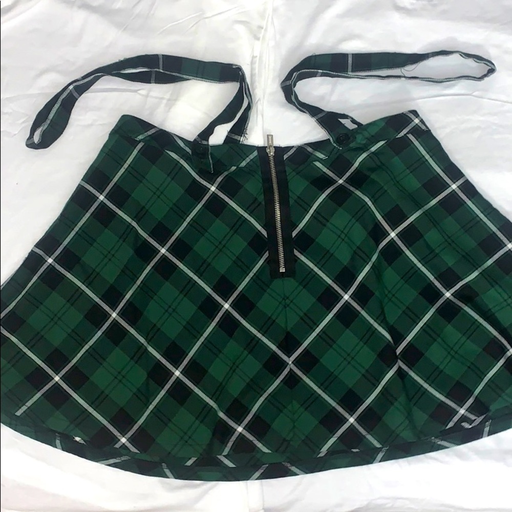 Royal Bones Plaid Skirt w/Suspenders